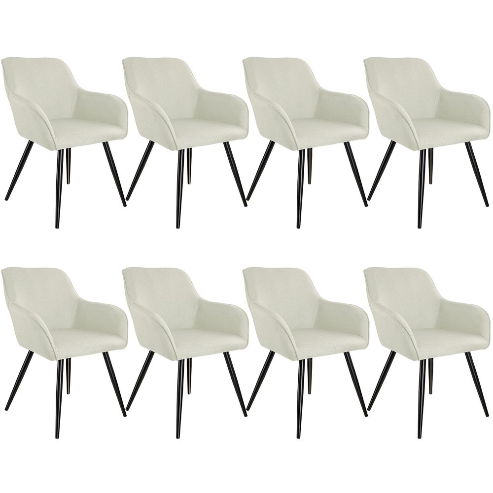 tectake 404089 8x židle marilyn lněný vzhled - krémová/černá - krémová/černá