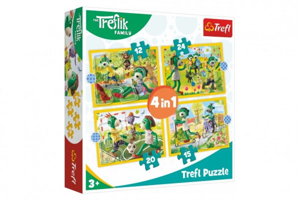 Trefl Puzzle 4v1 Rodina Treflíků 20,5x28,5cm v krabici 28x28x6cm
