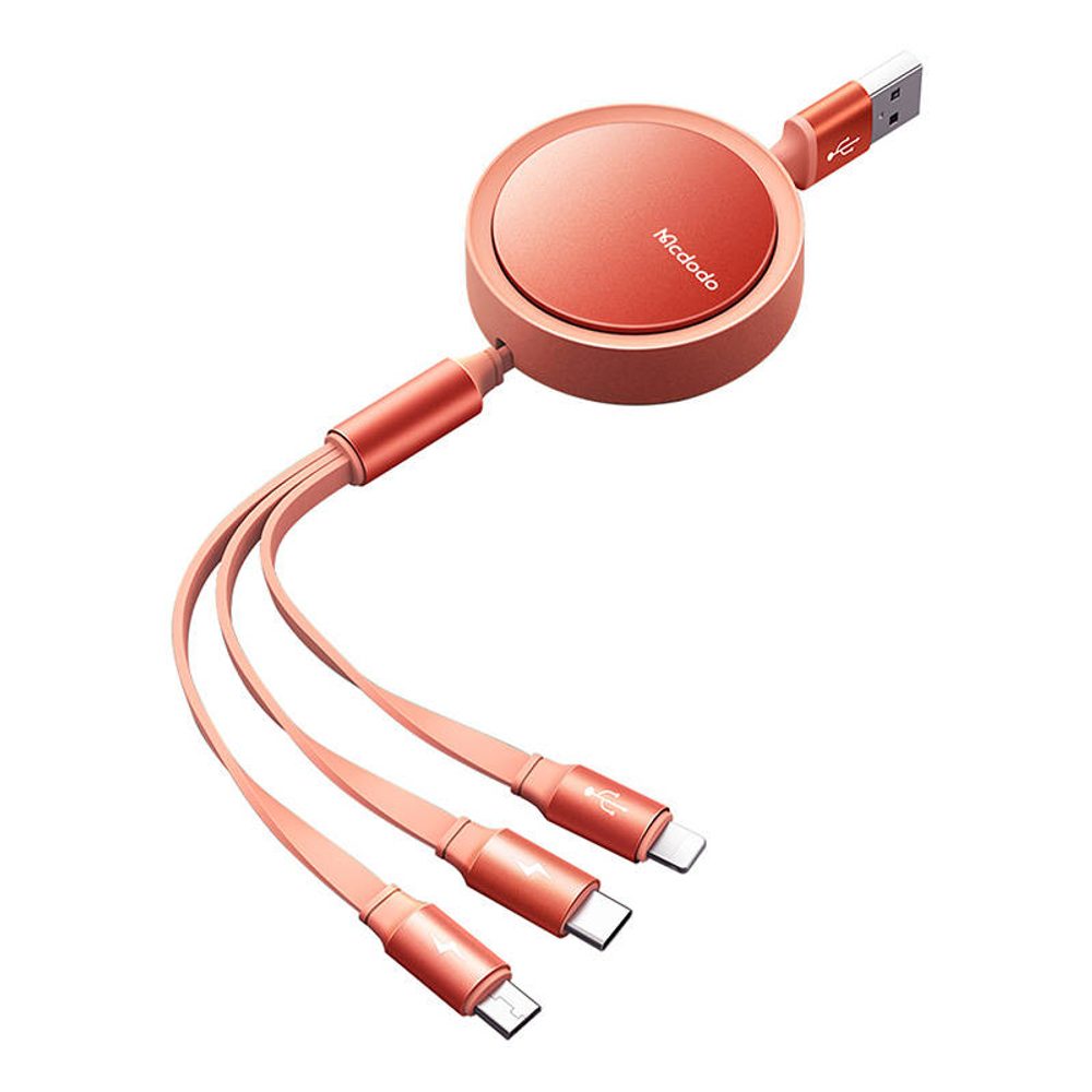 Mcdodo Kabel USB Mcdodo CA-7252 3v1 zatahovací 1,2m (oranžový)