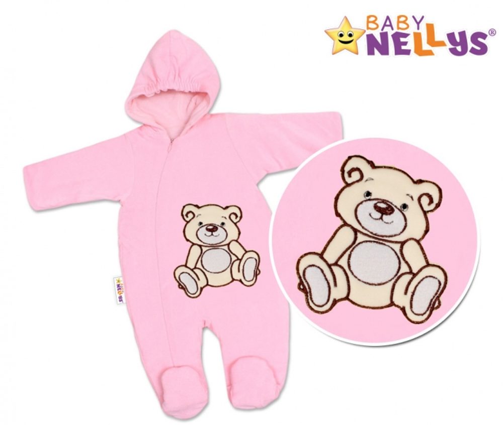 BABY NELLYS Kombinézka/overálek Teddy Bear, velikost: 74 - růžová