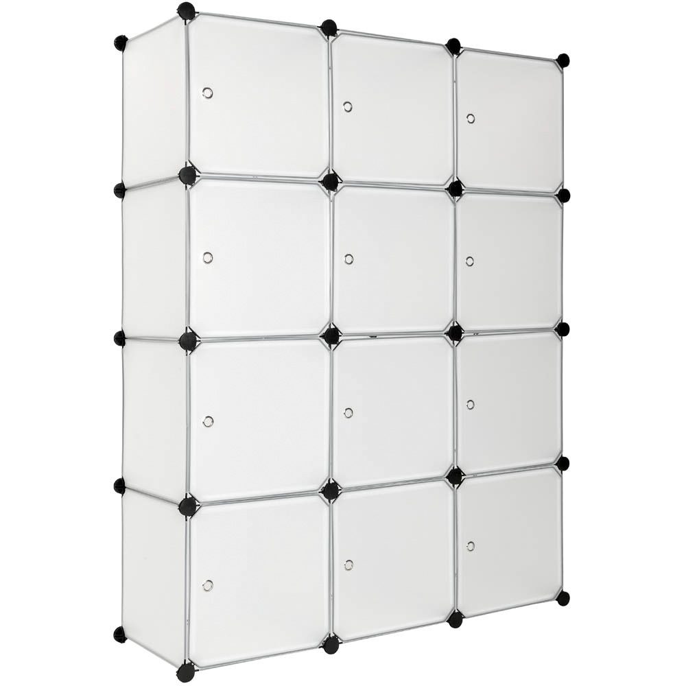 tectake 401578 variabilní regálový systém s 12 boxy s dvířky 112x37x148cm