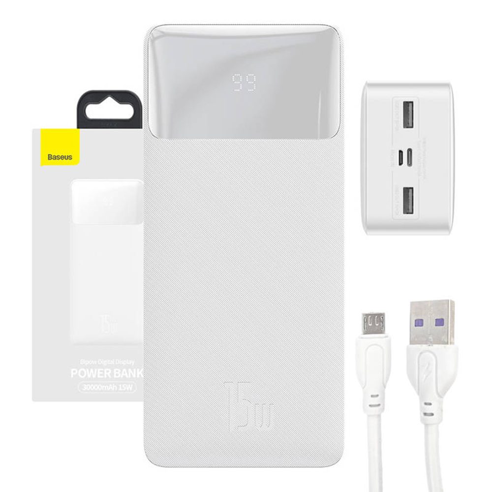 Baseus Powerbanka Baseus Bipow 30000mAh, 15W (bílá)