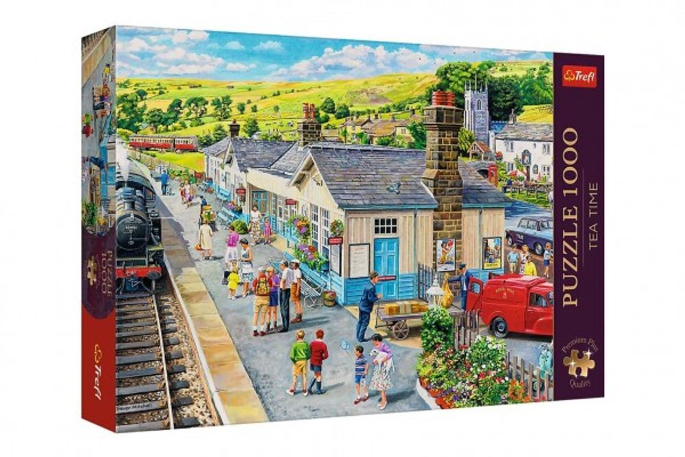 Trefl Puzzle Premium Plus - Čajový čas: Vlakové nádraží 1000 dílků 68,3x48cm v krabici 40x27x6cm