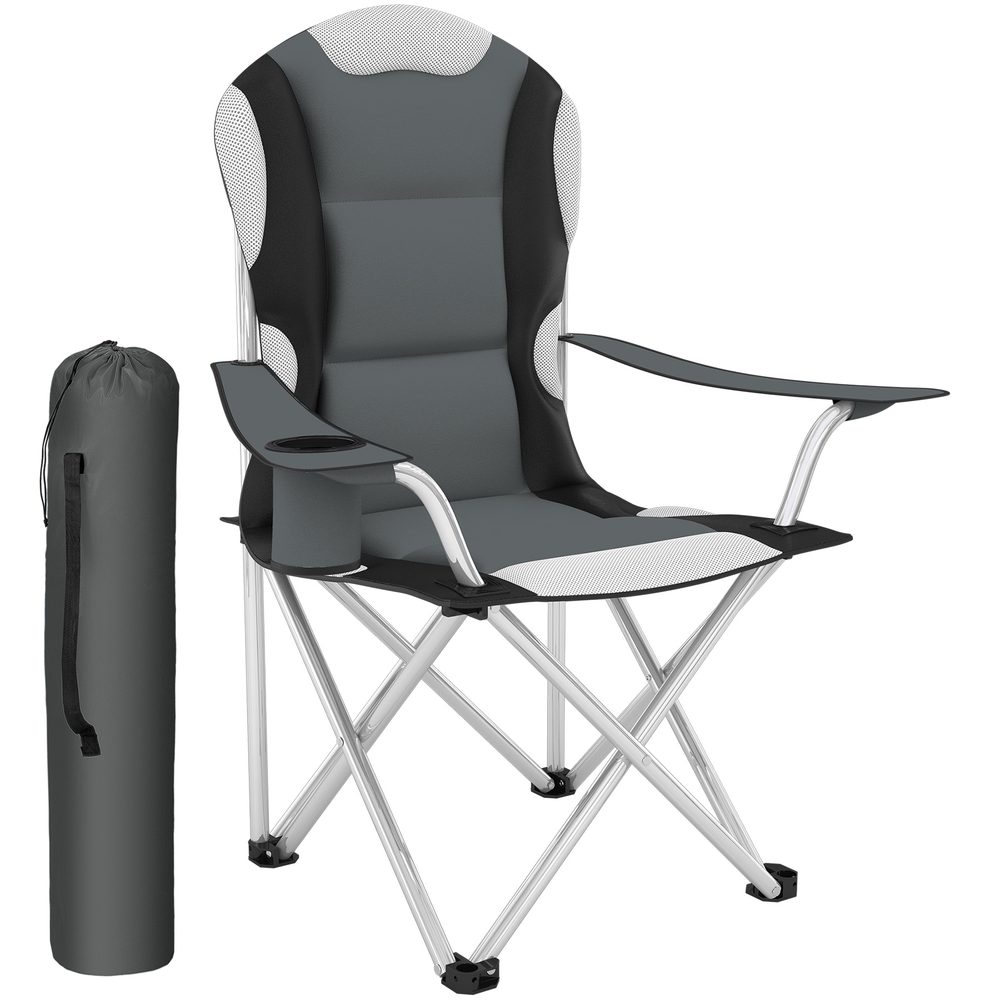 tectake 401050 kempingová židle polstrovaná - šedá - šedá