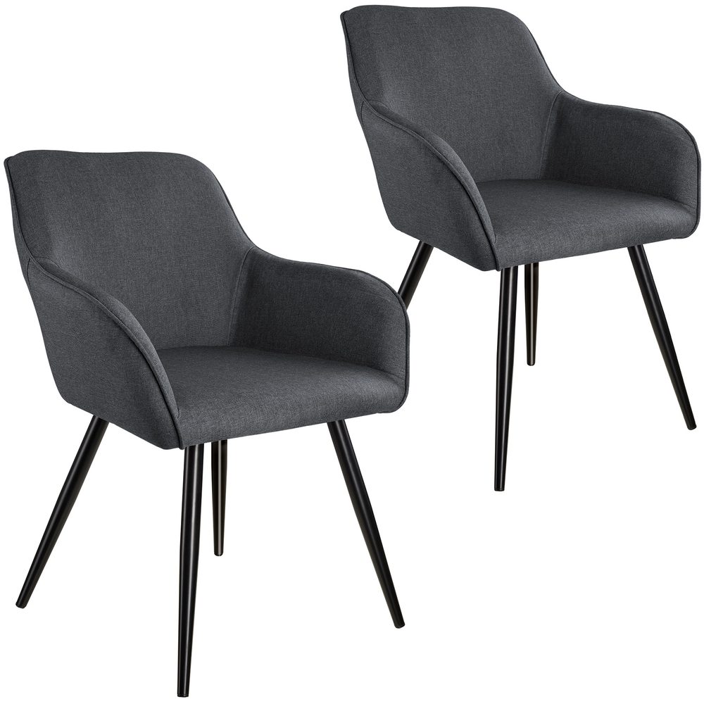 tectake 404086 2x židle marilyn lněný vzhled - tmavě šedá - tmavě šedá