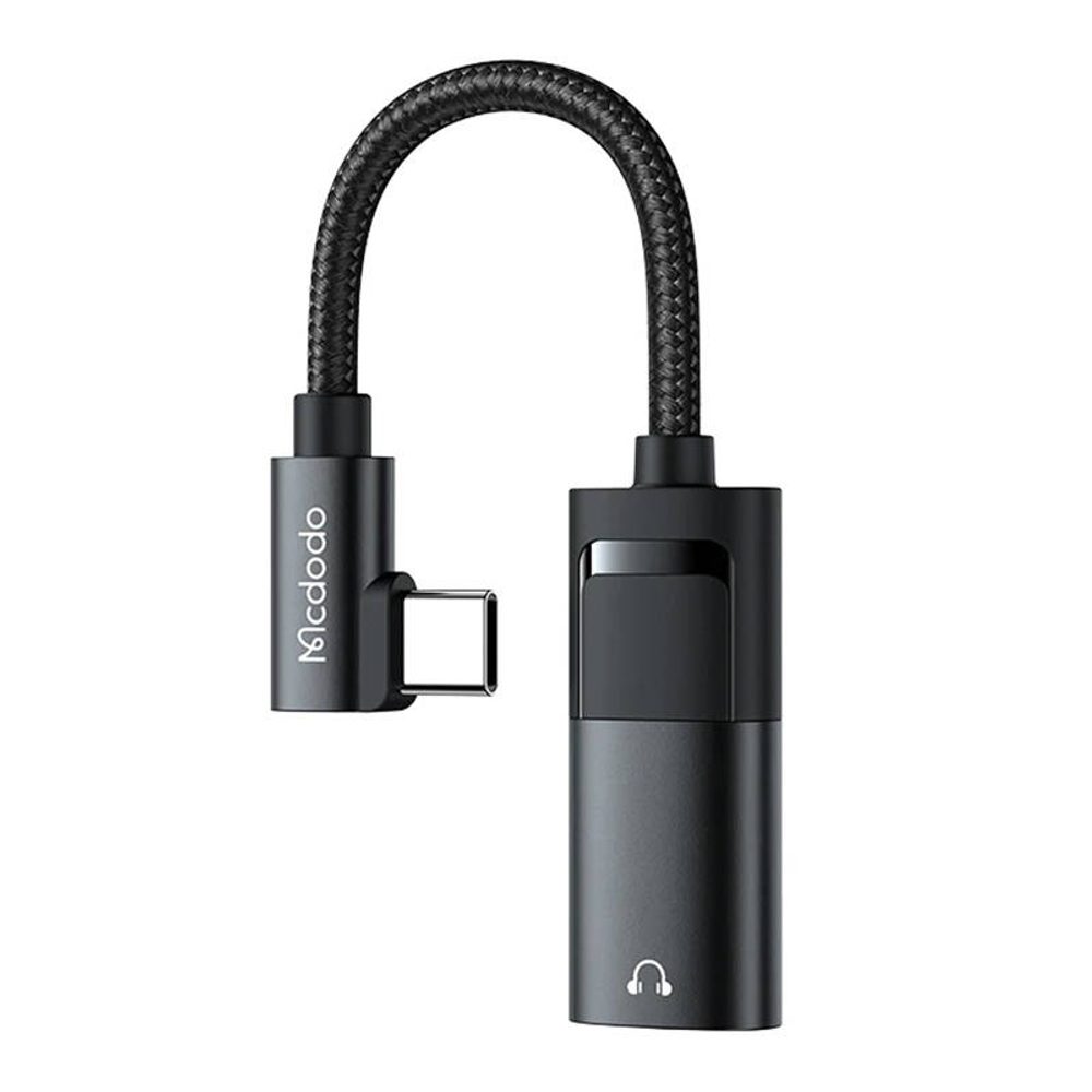 Mcdodo Adaptér USB-C na AUX mini jack 3,5 mm + USB-C, Mcdodo CA-1880 (černý)