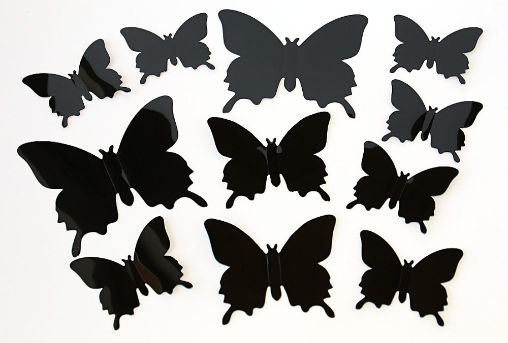 Popron.cz 3D motýlci na zeď - černá