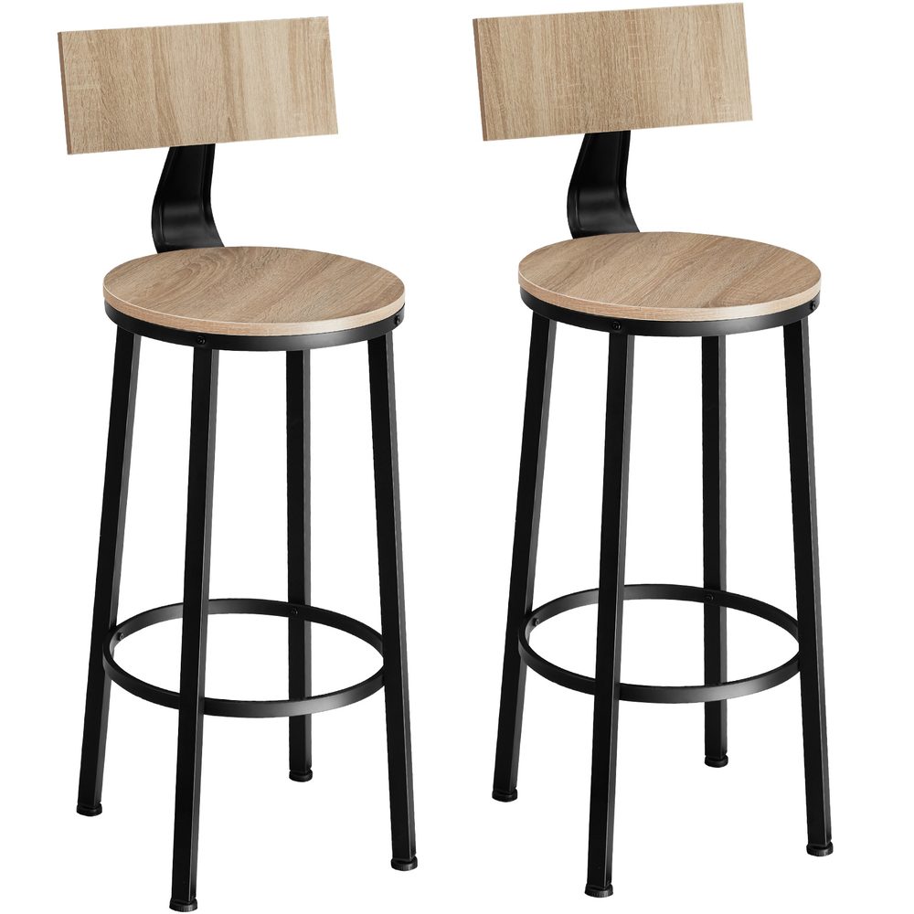 tectake 404350 2 barové židle poole - Industrial světlé dřevo, dub Sonoma - Industrial světlé dřevo