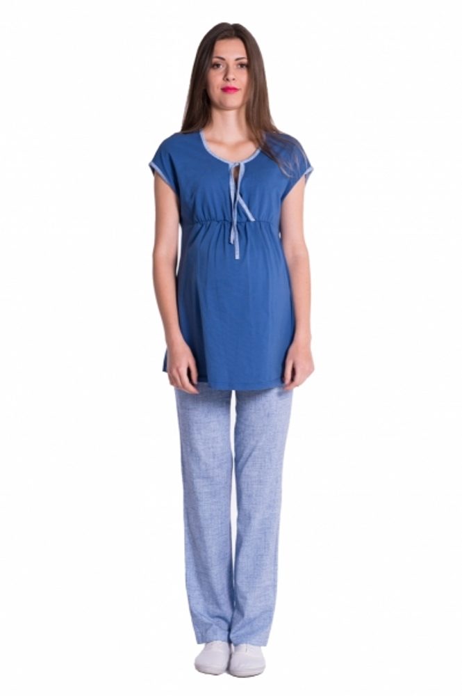 Be MaaMaa Těhotenské,kojící pyžamo - jeans/modrá - XL (42)