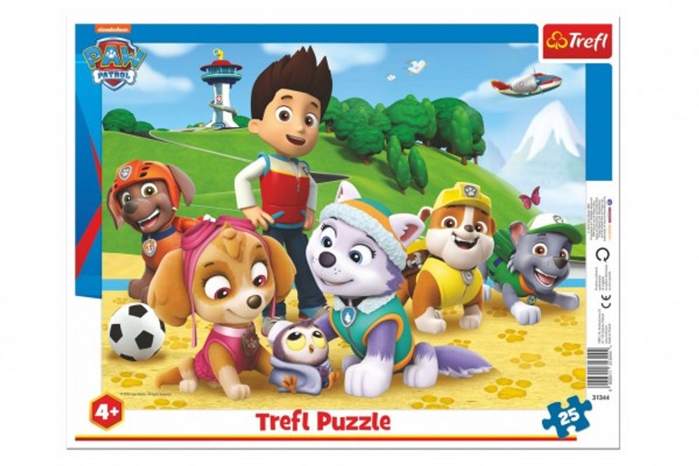 Trefl Puzzle deskové Paw Patrol/Tlapková patrola na stopě 37x29cm 25 dílků ve fólii 16ks v boxu