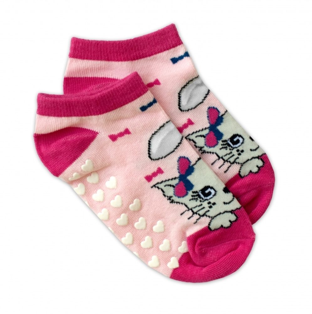 NVT Dětské ponožky s ABS Kočka, vel. 23/26 - sv. růžové - 31-34