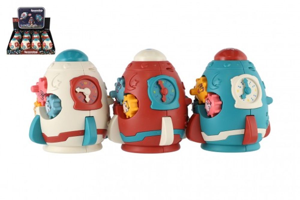 Teddies Raketa/Raketoplán edukační plast 11x9cm se zvukem 3 barvy 12ks v boxu