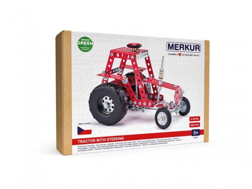 Merkur Toys Stavebnice MERKUR 057 Traktor s řízením 208ks v krabici 26x18x5,5cm