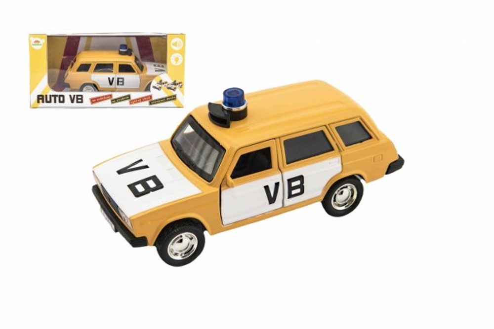 Teddies Policejní auto VB combi kov/plast 11,5cm na zpětné natažení na baterie se zvukem v krabičce 15x7x7cm