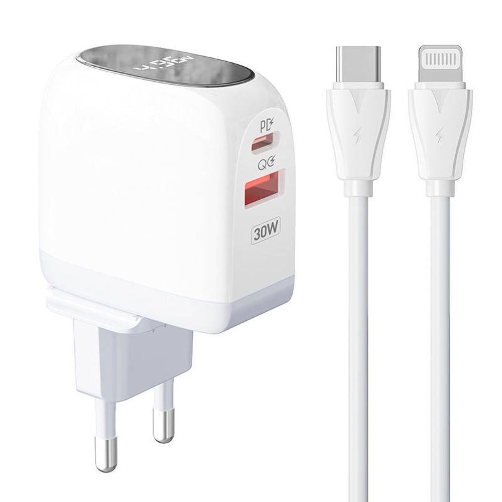 LDNIO Nástěnná nabíječka LDNIO A2522C USB, USB-C 30 W + kabel USB-C - Lightning