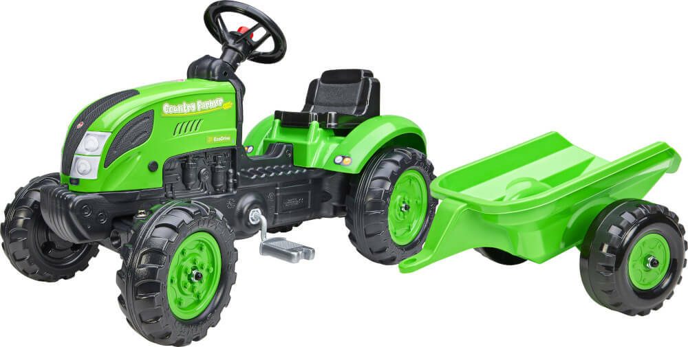 Falk Šlapací traktor 2057L Country Farmer s přívěsem - zelený