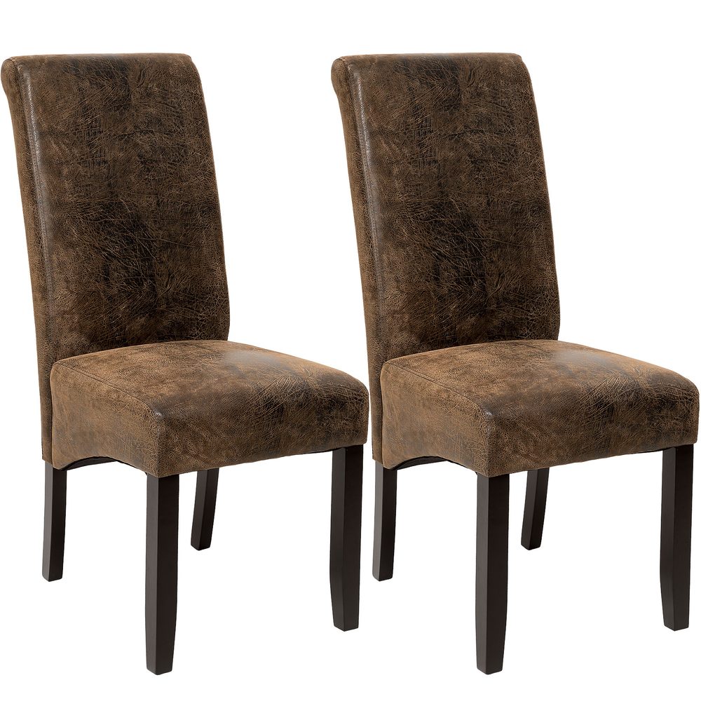 tectake 401293 2 jídelní židle ergonomické, masivní dřevo - vintage hnědá - vintage hnědá