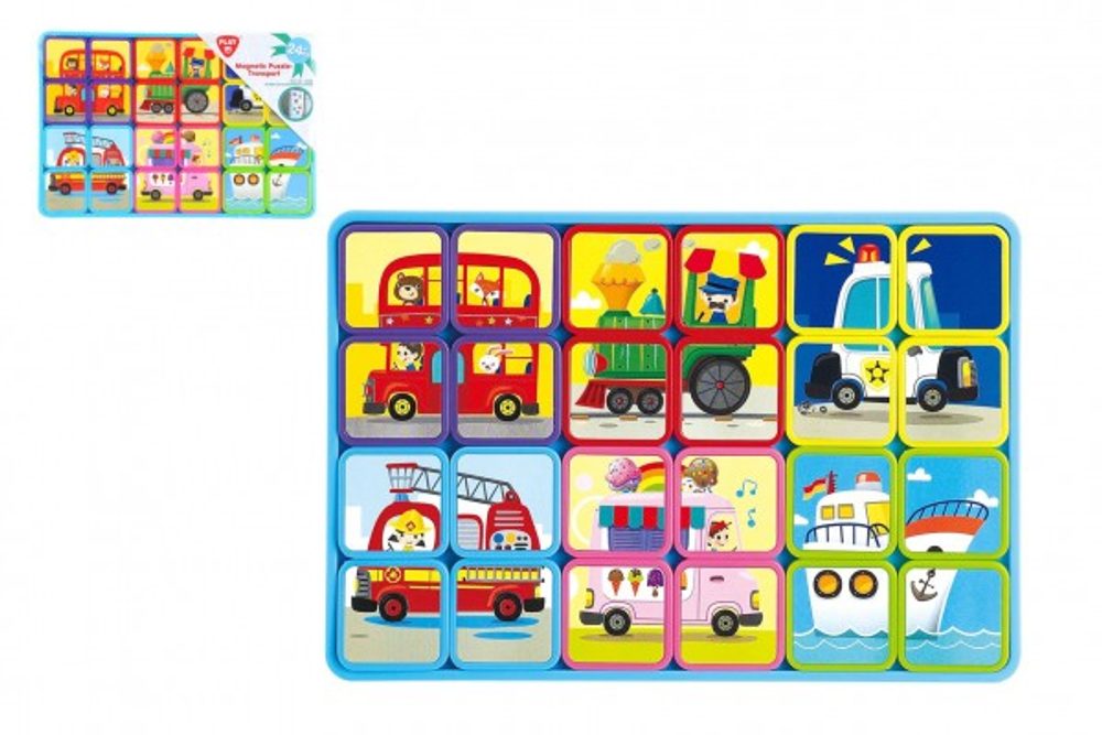 Teddies Puzzle magnetické deskové doprava plast ve fólii 30x20x1cm 12ks v boxu 24m+