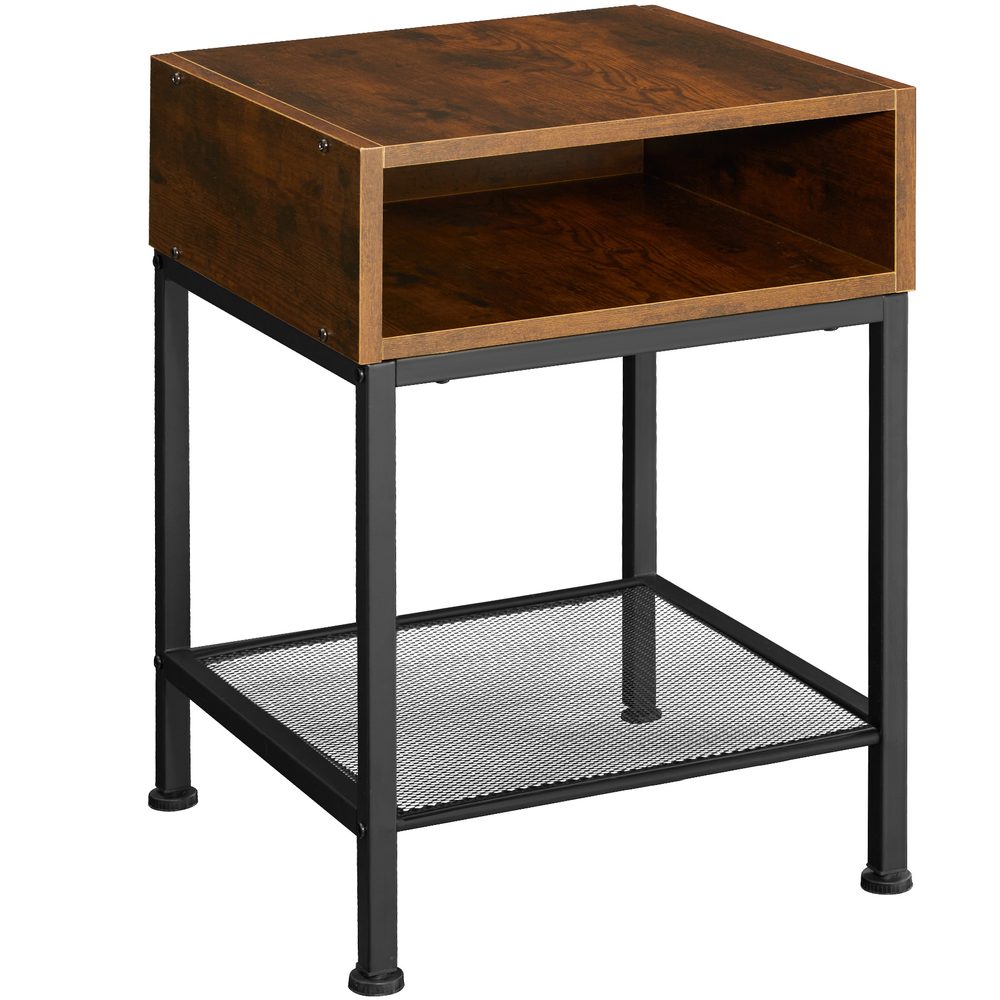 tectake 404360 noční stolek harlow 40,5x40,5x59cm - Industriální dřevo tmavé, rustikální - Industriální dřevo tmavé