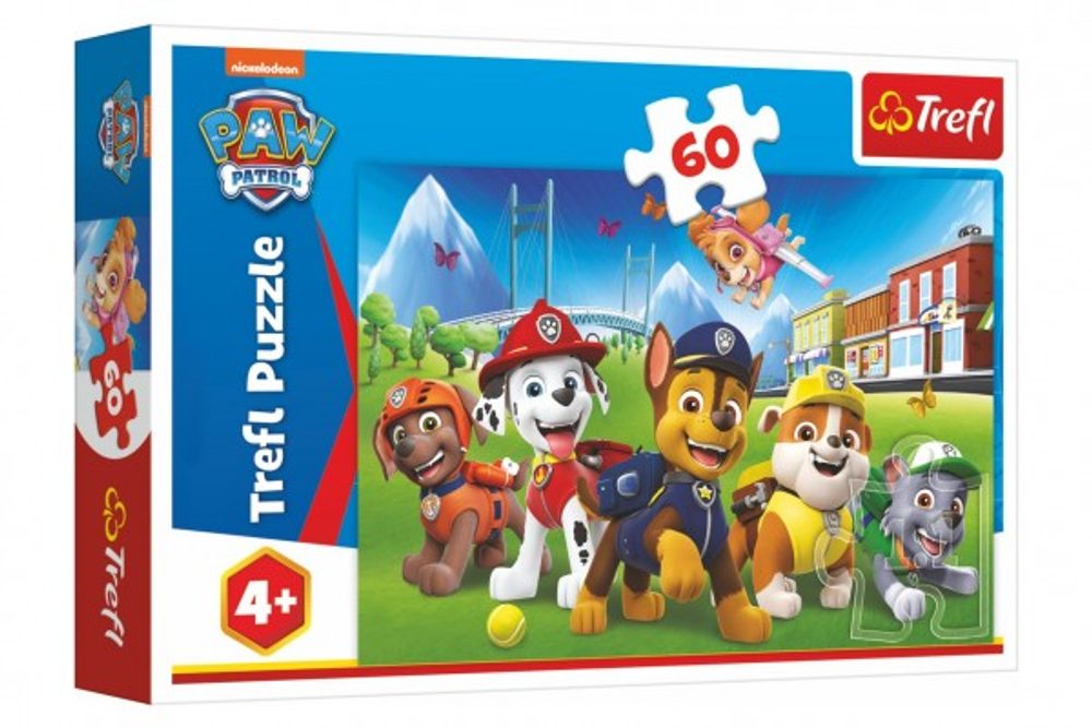 Trefl Puzzle Paw Patrol/Tlapková patrola v trávě 33x22cm 60 dílků v krabici 21x14x4cm