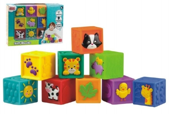 Teddies Kostky 9ks měkké gumové 5x5x5cm v tašce