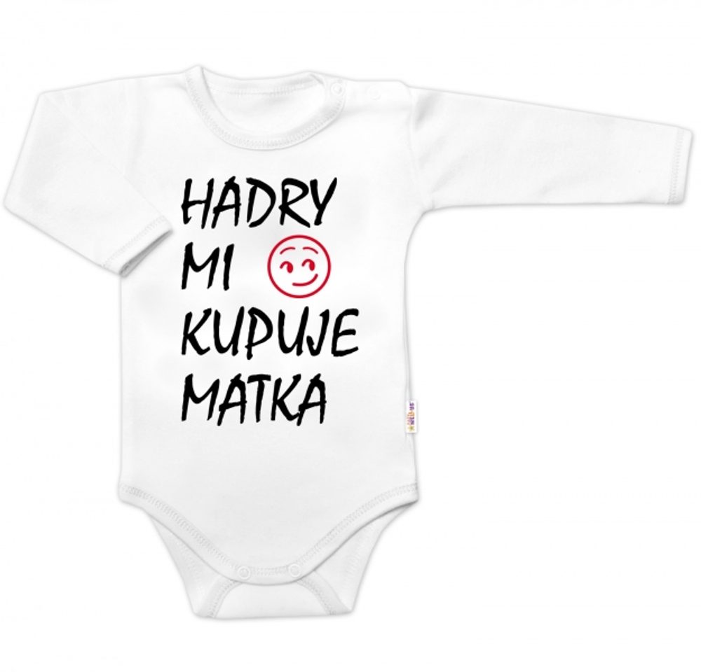 Baby Nellys Body dlouhý rukáv Hadry mi kupuje matka, Baby Nellys, bílé, vel. 80 - 62 (2-3m)