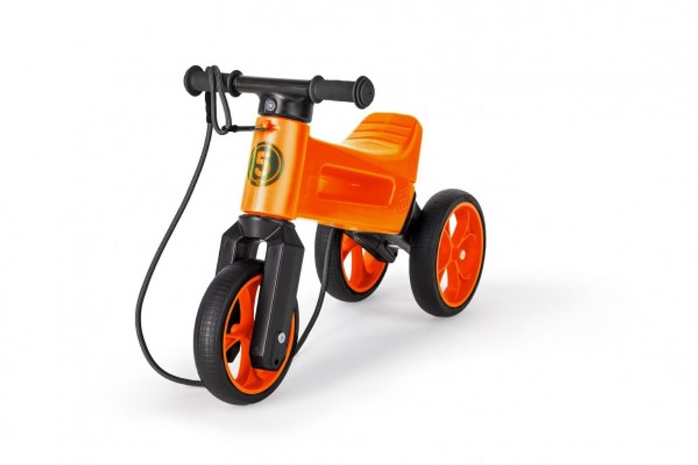 Teddies Odrážedlo FUNNY WHEELS Rider SuperSport oranž. 2v1+popruh, výš. sedla 28/30cm nos. 25kg 18m+ v sáčku