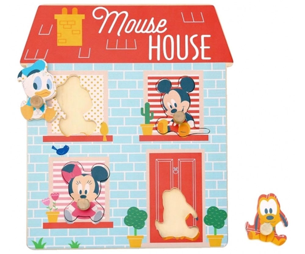 DISNEY Dřevěné Disney puzzle,domeček pro nejmenší Mickey a přátelé, 24 x 30 cm