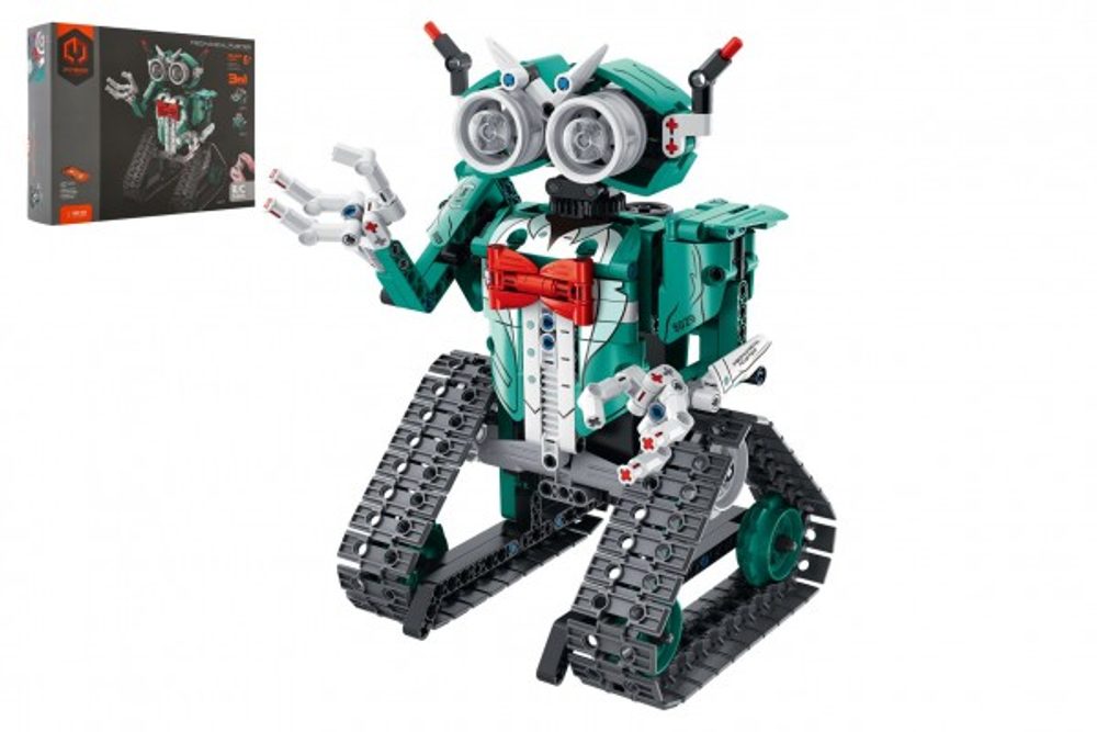 Teddies Robot RC skládací plast 15x23cm 2,4GHz na baterie se světlem, zvukem zelený v krabici 31x23x7cm