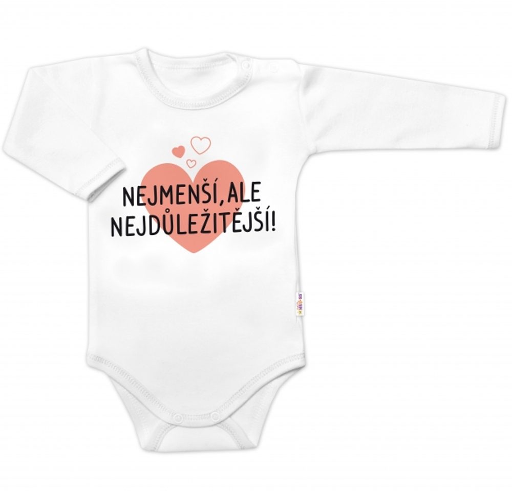 Baby Nellys Body dlouhý rukáv, Nejmenší, ale nejdůležitější, Baby Nellys, bílé, vel. 86 - 68 (3-6m)