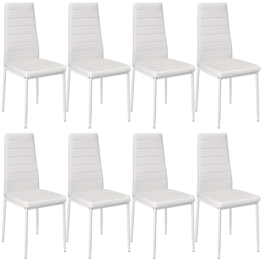 tectake 404118 8 jídelní židle, syntetická kůže - bílá - bílá