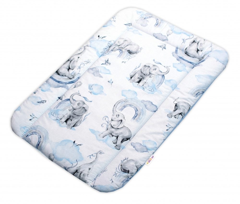 Baby Nellys Přebalovací podložka 50x70 cm, bavlna, Slon a duha Baby Nellys, modrá