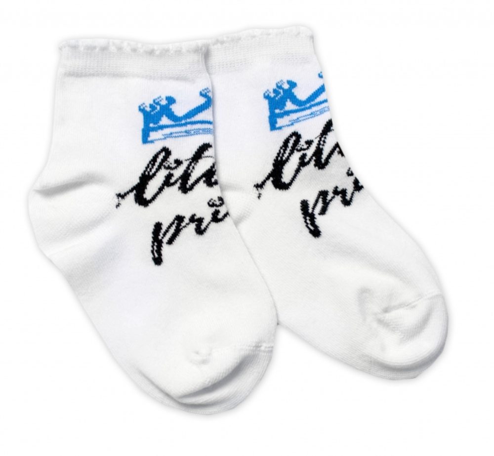 Baby Nellys Bavlněné ponožky Little prince - bílé, vel. 104/116 - 104-116 (4-6r)