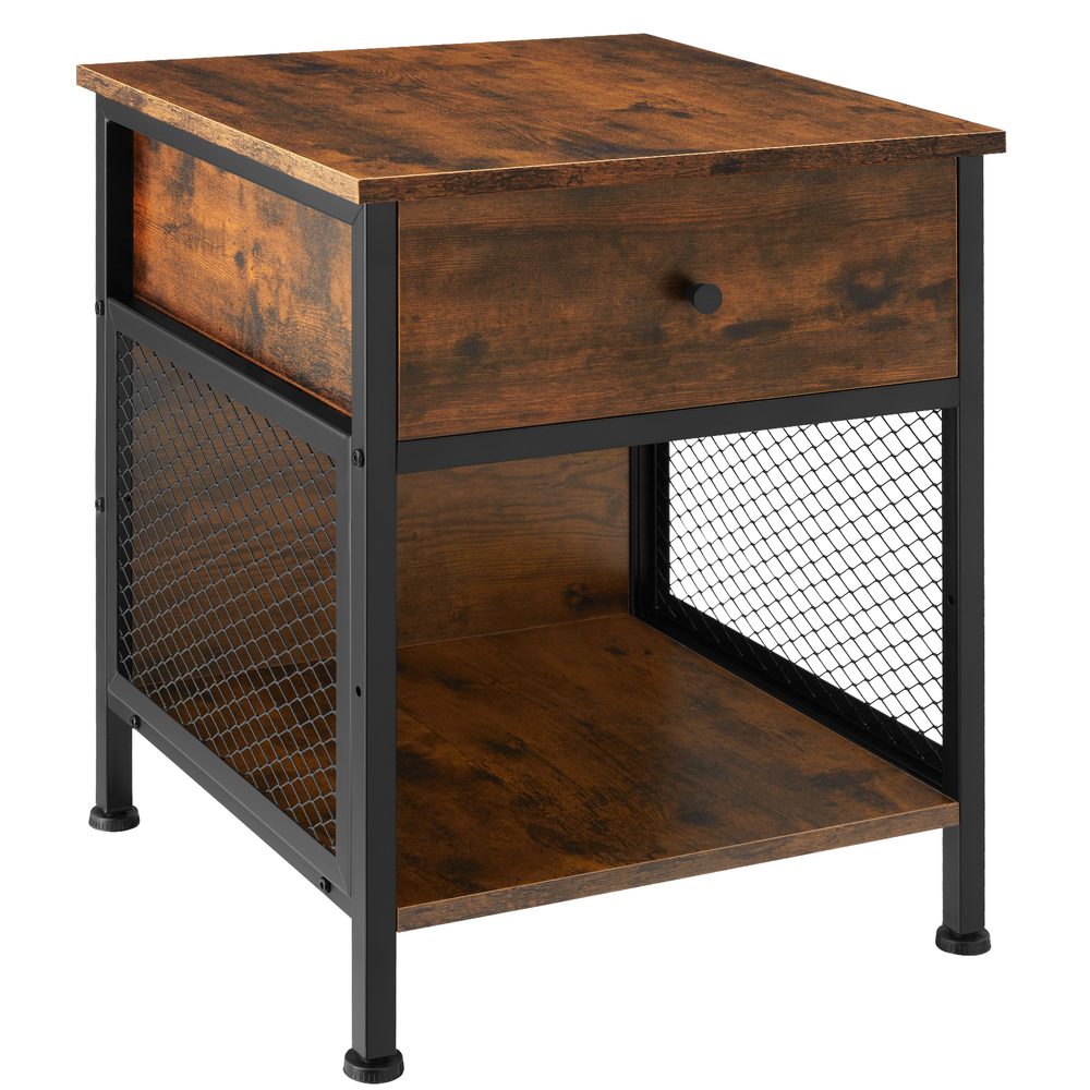 tectake 404730 noční stolek killarney 45x46x55,5cm - Industriální dřevo tmavé, rustikální - Industriální dřevo tmavé