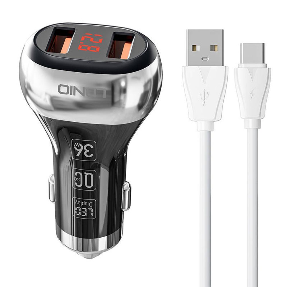 LDNIO C2 2USB nabíječka do auta + kabel USB-C