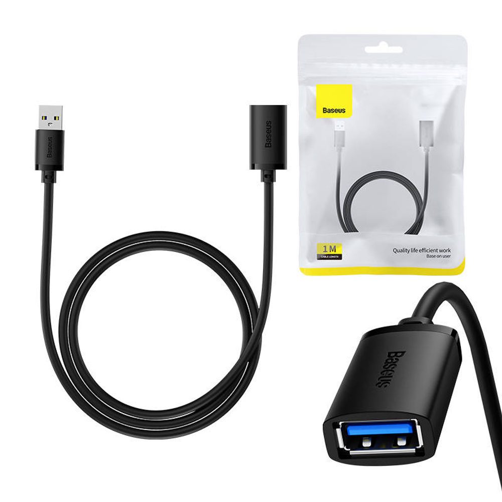 Baseus Prodlužovací kabel USB 3.0 Baseus samec - samice, řada AirJoy, 1 m (černý)