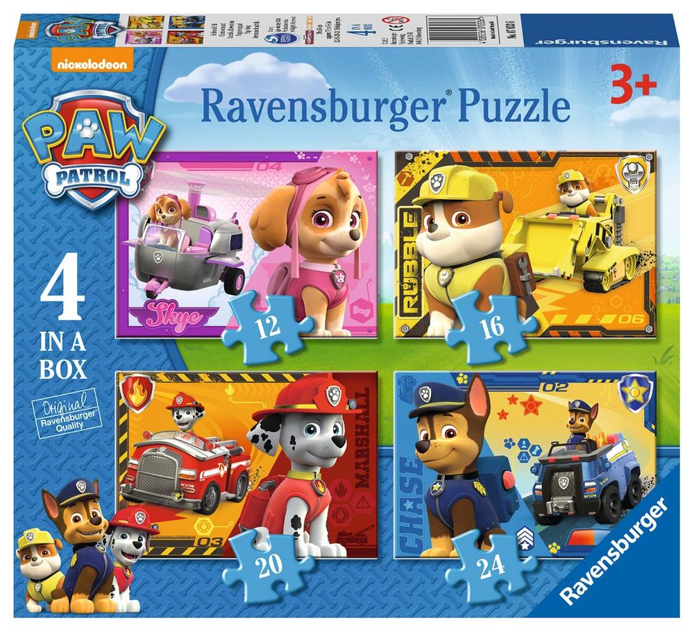 Ravensburger Tlapková Patrola; 4v1, 12/16/20/24 dílků