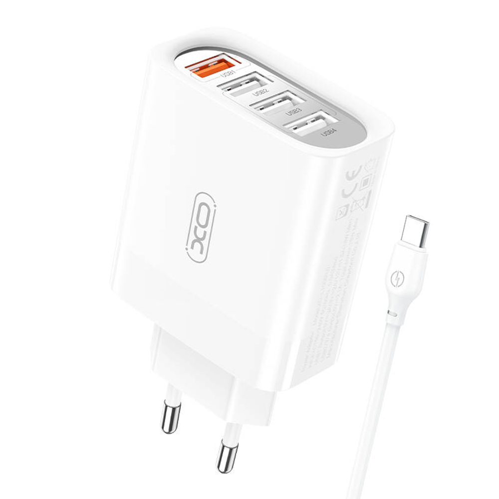 XO Nástěnná nabíječka XO L110 s kabelem USB-C, 18 W (bílá)