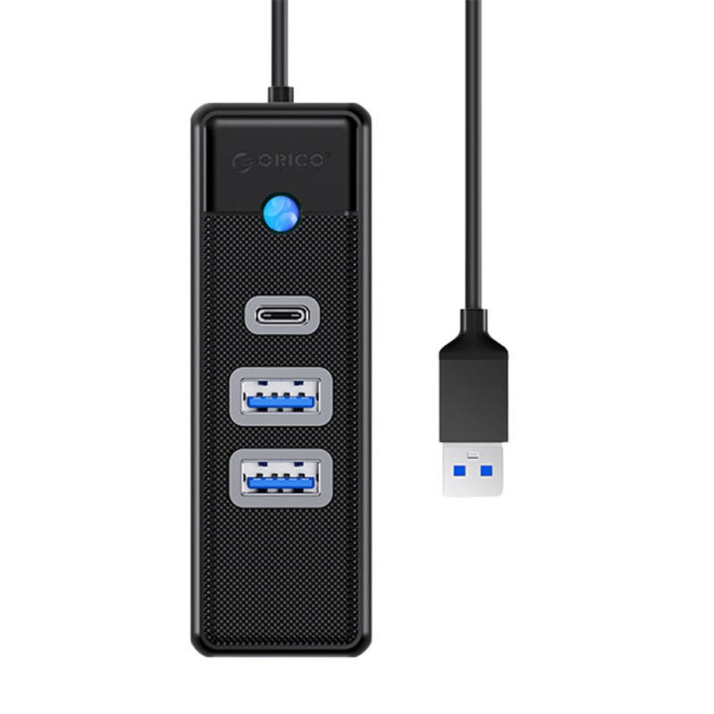 Orico Rozbočovací adaptér USB na 2x USB 3.0 + USB-C, 5 Gb/s, 0,15 m (černý)