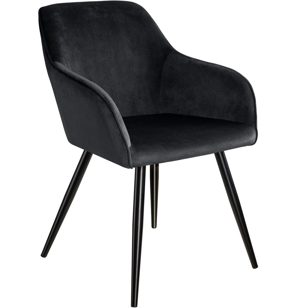 tectake 403657 židle marilyn sametový vzhled černá - černá - černá