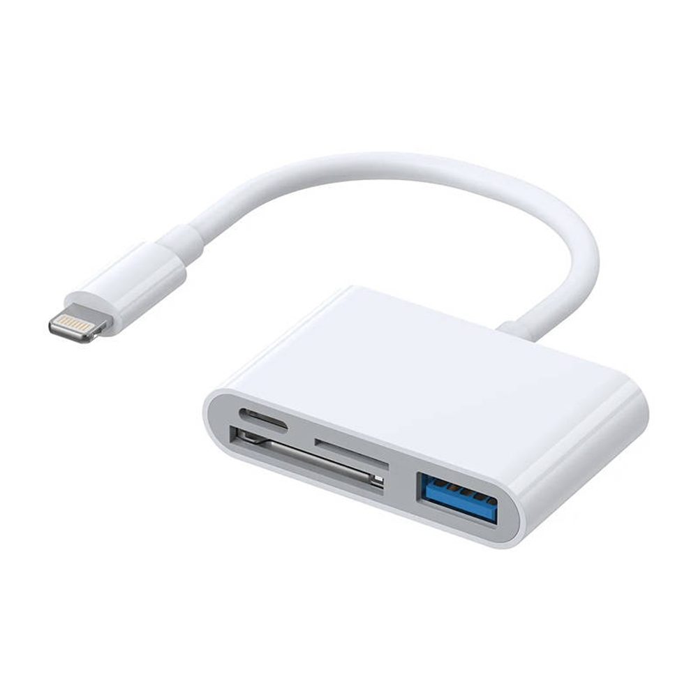 Joyroom Adaptér Lightning na USB OTG Čtečka karet SD Joyroom S-H142, microSD (bílá)