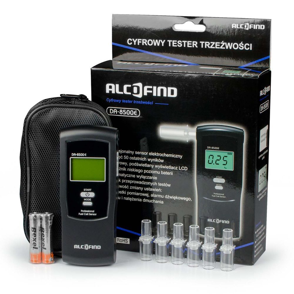 Alcofind Elektrochemický alkohol tester DA 8500E + náustky