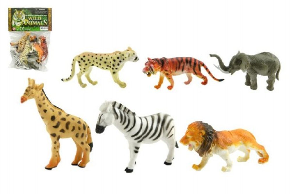 Teddies Zvířátka safari 6ks plast 10cm v sáčku