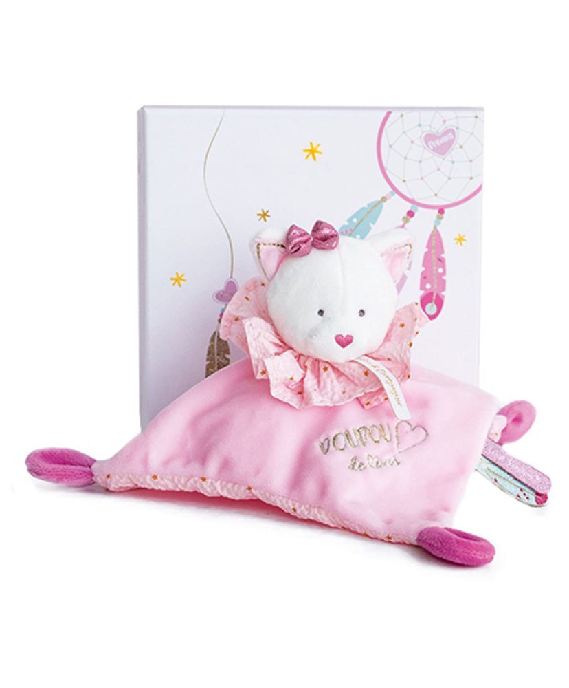 Doudou et Compagnie Paris Doudou Dárková - plyšový spinkáček růžová kočka 20 cm