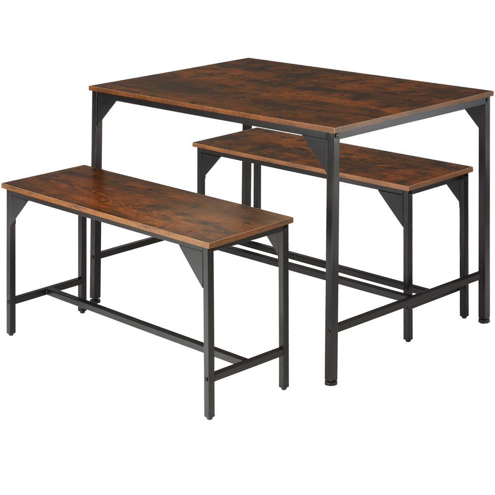 tectake 404340 sestava stolu a laviček bolton 2+1 - Industriální dřevo tmavé, rustikální - Industriální dřevo tmavé
