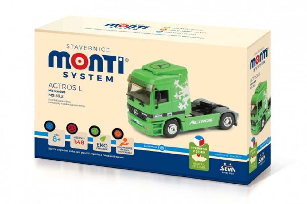 Seva Stavebnice Monti System MS 53.2 Actros L (zelený) 1:48 v krabici 22x15x6cm