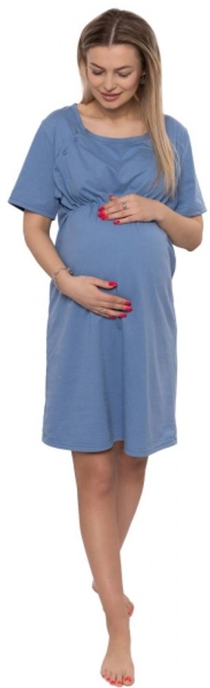 Be MaaMaa Dámská těhotenská/kojící noční košile Luna, jeans, vel. L - XL (42)