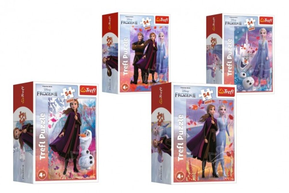 Trefl Puzzle mini 54 dílků Ledové království II/Frozen II 4 druhy v krabičce 6,5x9x3,5cm 40ks v boxu