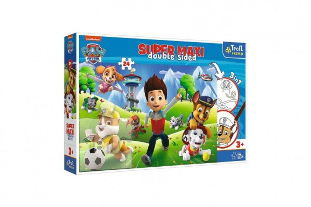 Trefl Puzzle 3v1 maxi oboustranné 24 dílků Dobrodružství Tlapkové patroly/Paw Patrol 60x40cm v krab. 40x27