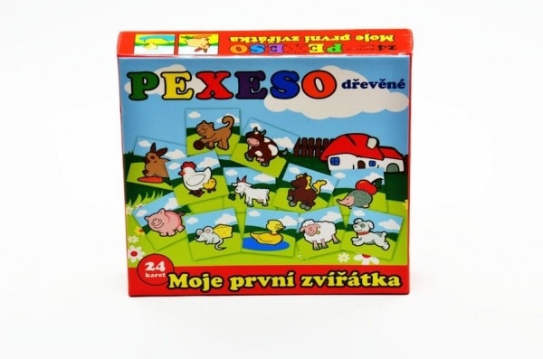 Teddies Pexeso Moje první zvířátka dřevěné 24 dílků pro nejmenší v krabičce 19,5x19,5x3,5cm od 12 měsíců MPZ